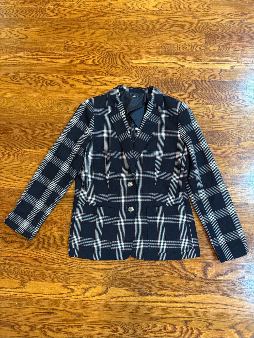 Tommy Hilfiger Navy Blue Red Plaid Women’s 12 Jacket Blazer